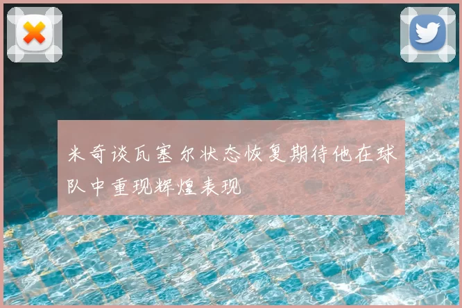 米奇谈瓦塞尔状态恢复期待他在球队中重现辉煌表现